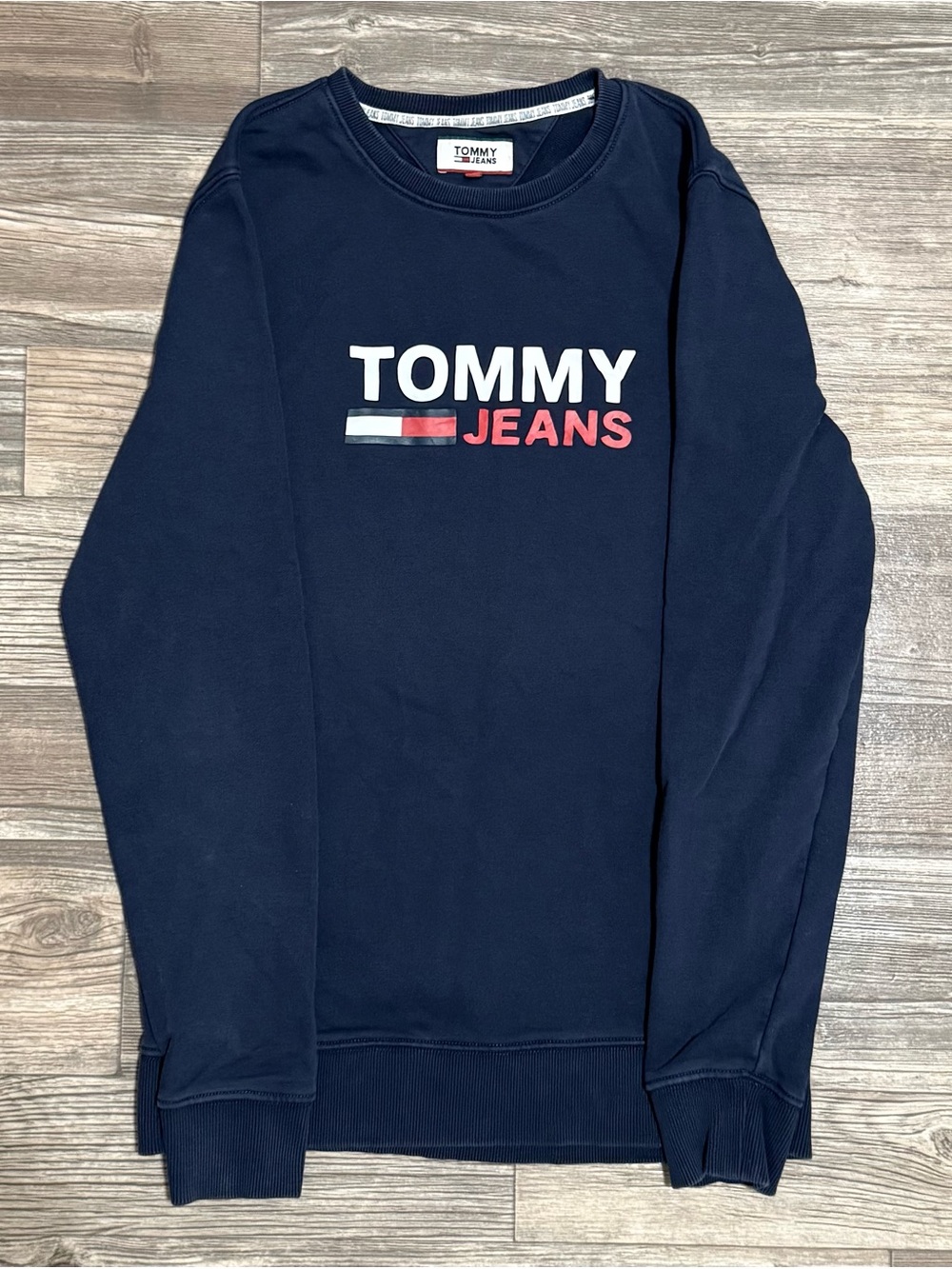 Tommy Jeans Navy Blue Classic Flag Embroidered French Terry Crewneck M